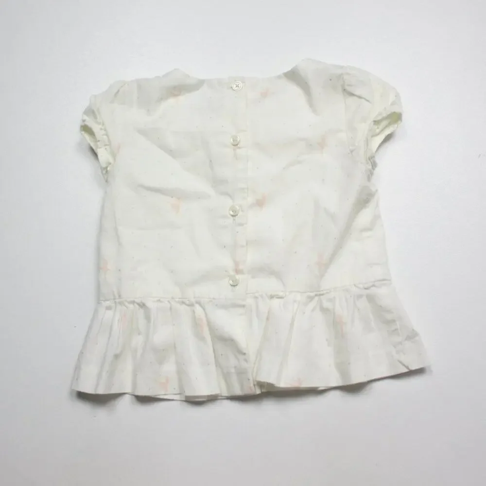 Janie and Jack Top Girls Size 2T Cream Ballerina Skirted Short Sleeve
